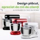 Mixer cu bol de 6L din inox, Biovita MB-1500PRO, 2 kg aluat, putere 1500W, 4 accesorii, 6 viteze + puls, Rosu