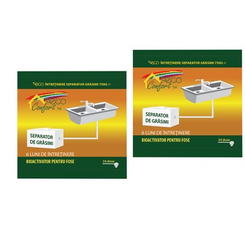 Pachet Eco Confort - 2 x Intretinere separator de grasimi Eco Confort, 750gr Pachet Eco Confort - 2 x Intretinere separator de grasimi Eco Confort, 750gr