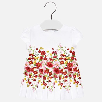 Rochie pliuri flori bebe fetita, Mayoral, 1917PV19RO, rosu, 6 luni Rochie pliuri flori bebe fetita, Mayoral, 1917PV19RO, rosu, 6 luni