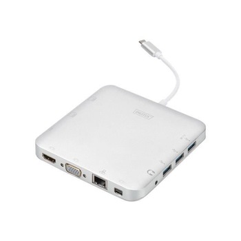 Statie de andocare universala ,Digitus , USB Type C 11 porturi 4K 30Hz , alb Statie de andocare universala ,Digitus , USB Type C 11 porturi 4K 30Hz , alb