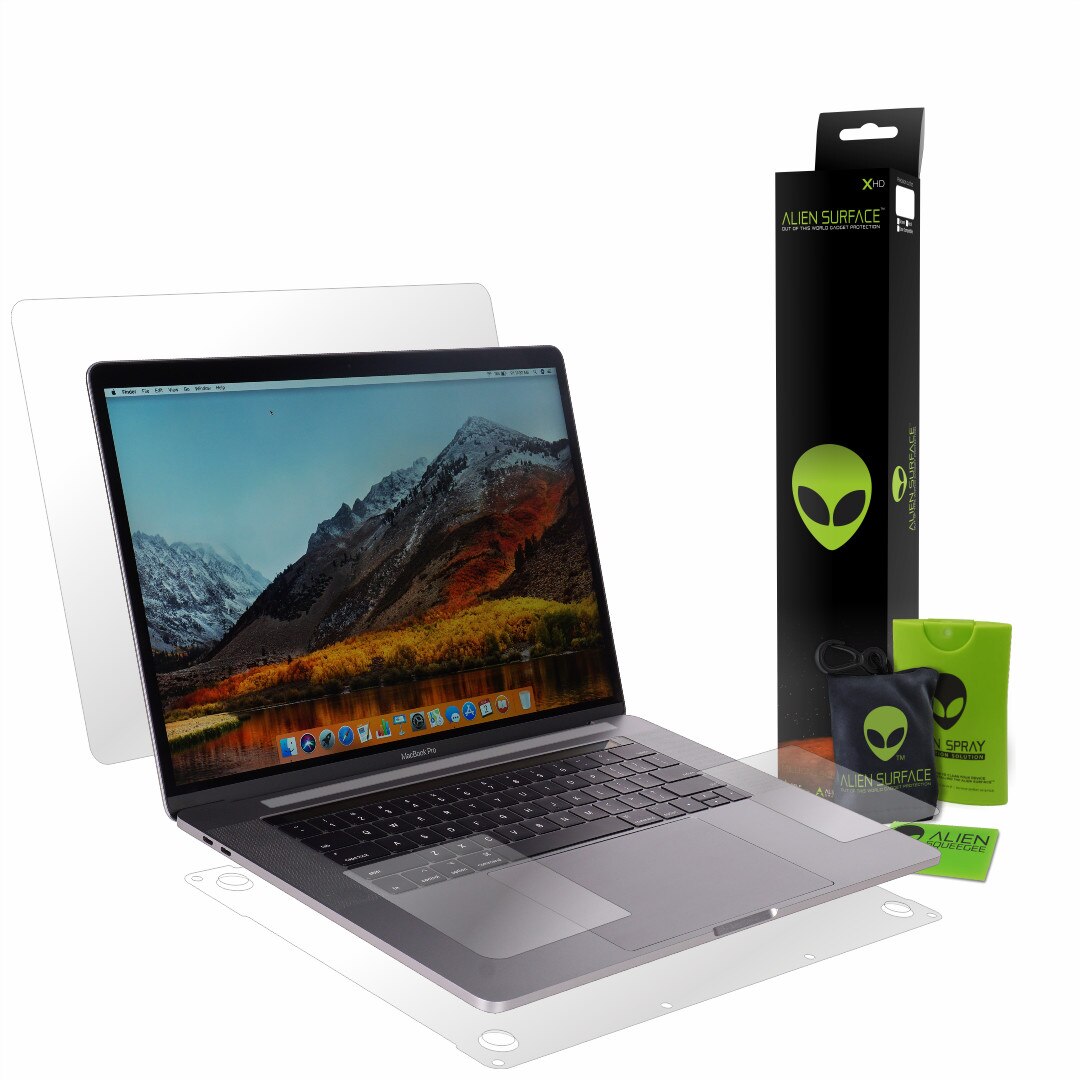 Folie Alien Surface XHD, Apple MacBook Pro 15 inch Touch Bar 2016-2019, protectie completa + Alien Fiber cadou