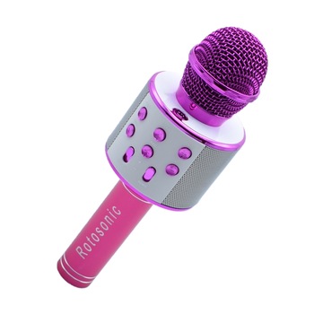 Microfon karaoke Rotosonic W-858 Roz boxa inclusa, Bluetooth, SD Card, USB, AUX Microfon karaoke Rotosonic W-858 Roz boxa inclusa, Bluetooth, SD Card, USB, AUX