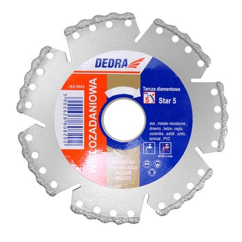 Disc diamantat segmentat, beton, taiere umeda si uscata, 230 mm/22.2 mm, Dedra Disc diamantat segmentat, beton, taiere umeda si uscata, 230 mm/22.2 mm, Dedra