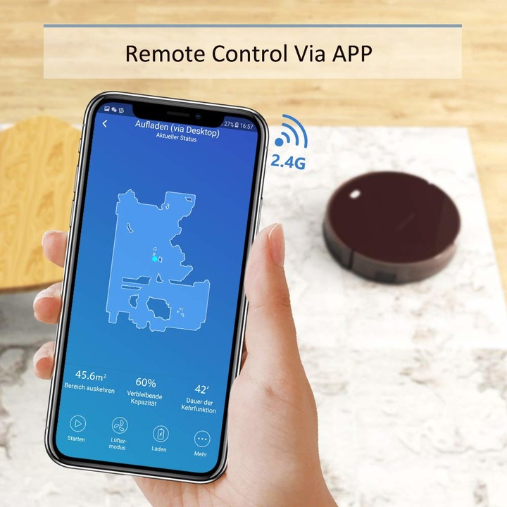 Робот прахосмукачка TESVOR V300, App, Alexa, Real Time Space Map, Автоматично зареждане, Wi-Fi, Станция за зареждане, Програмируем, Кафяв