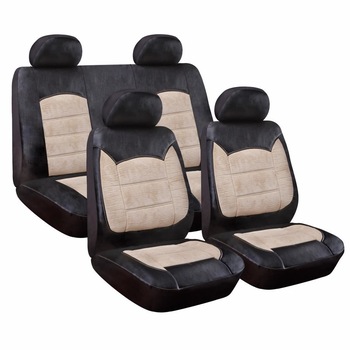 Huse auto, Editia Luxury, Piele Ecologica+Catifea, 9 piese, Negru/Crem Huse auto, Editia Luxury, Piele Ecologica+Catifea, 9 piese, Negru/Crem