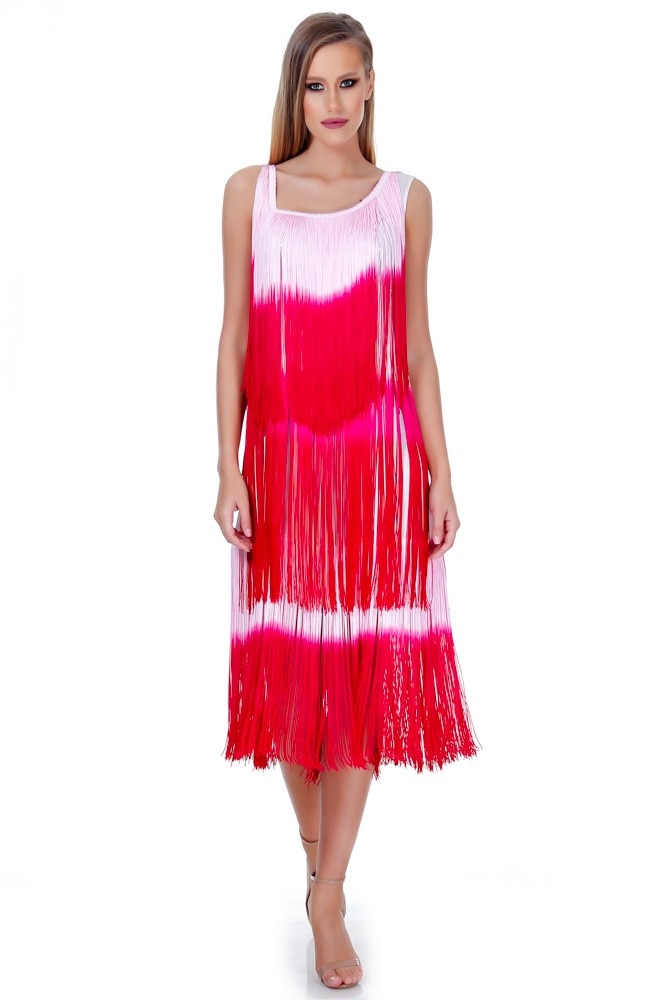 Rochie roz cu franjuri Liza Panait RM-23bE