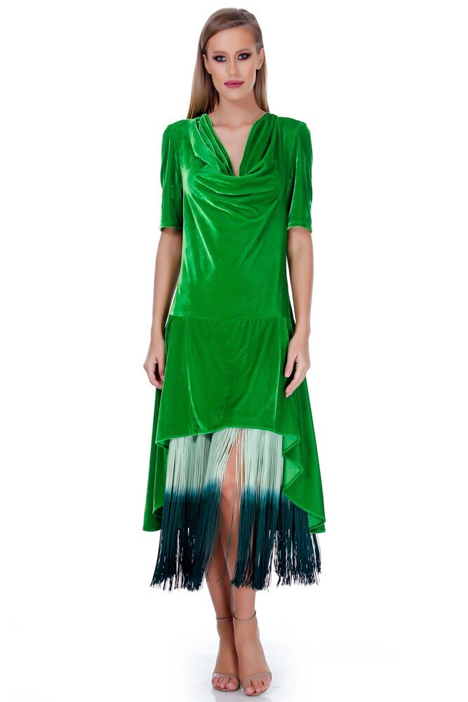 Rochie catifea verde Liza Panait RM-25E