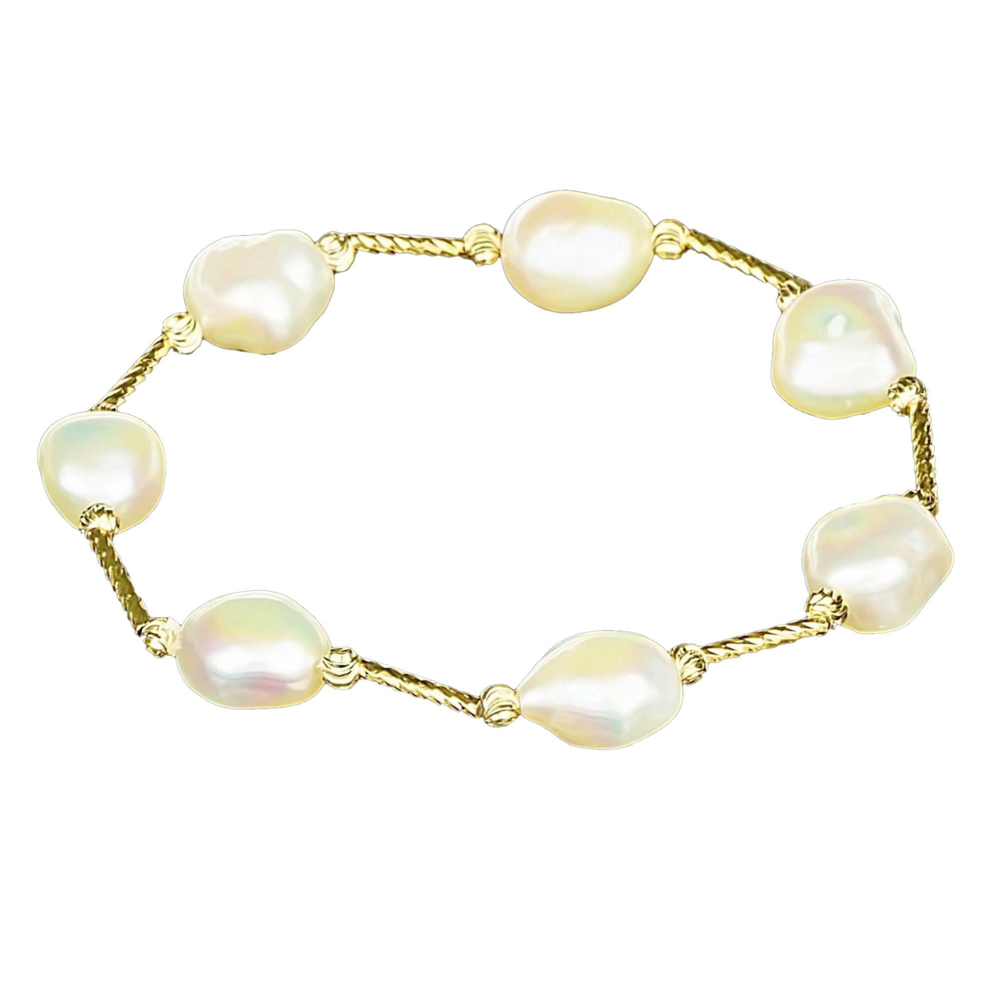 Bratara din Argint 925 placat cu Aur 18K si Perle Naturale, Abriana Yellow Gold
