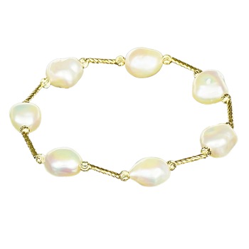 Bratara din Argint 925 placat cu Aur 18K si Perle Naturale, Abriana Yellow Gold Bratara din Argint 925 placat cu Aur 18K si Perle Naturale, Abriana Yellow Gold