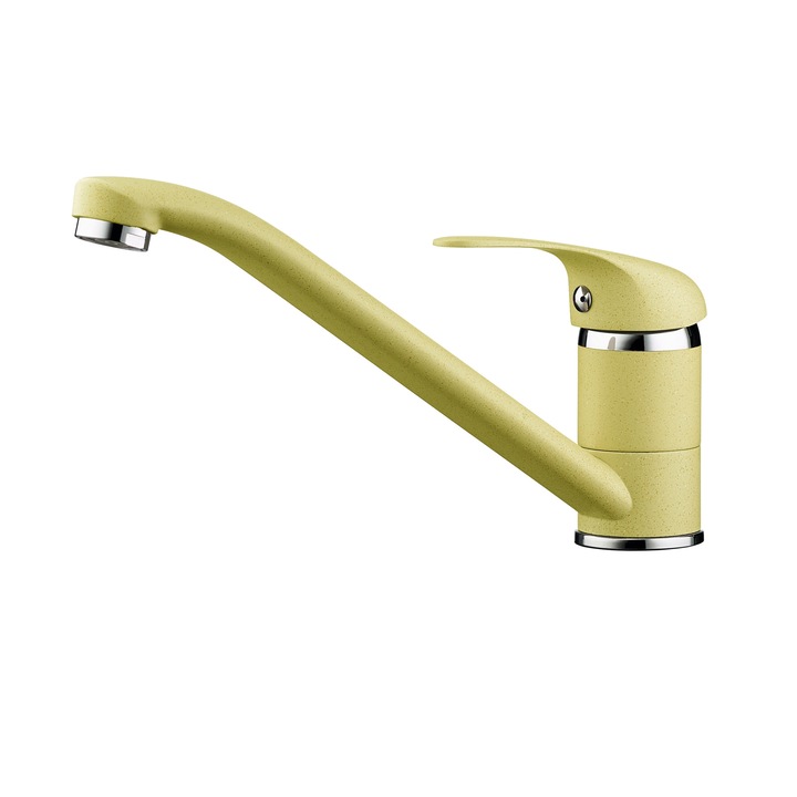 Смесител за кухня Pyramis ASALIA, едноръкохватков, аератор с ограничение на потока, кремав финиш