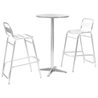Set mobilier de bar, exterior, 3 piese, vidaXL, 60 x 70 cm/60 x 110 cm, Argintiu