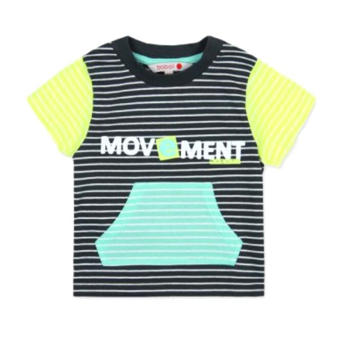 Tricou cu dungi Movement, Boboli, negru/alb
