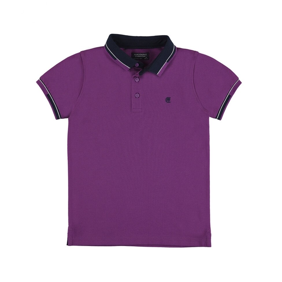 Tricou polo Mayoral cu maneca scurta si detalii in contrast pentru baiat, Mov