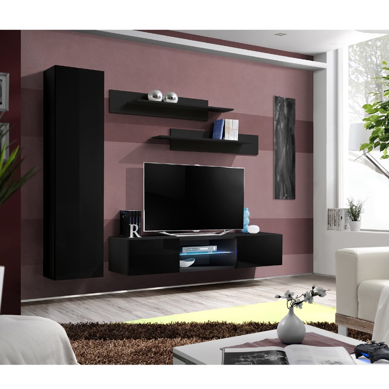 Living Genarom Fly R 23 ZZ FY R1, Negru/Negru Lucios, 210 x 190 x 40 cm