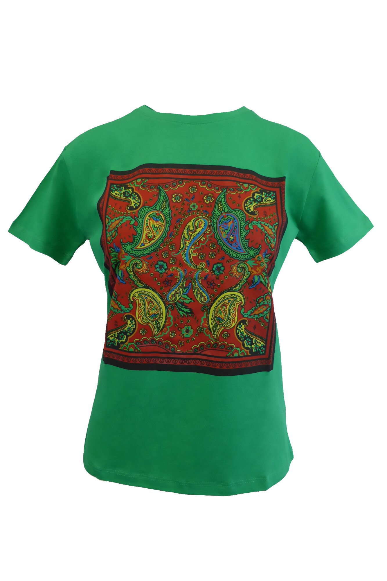 Tricou UNIVERS FASHION, verde, imprimeu etnic multicolor