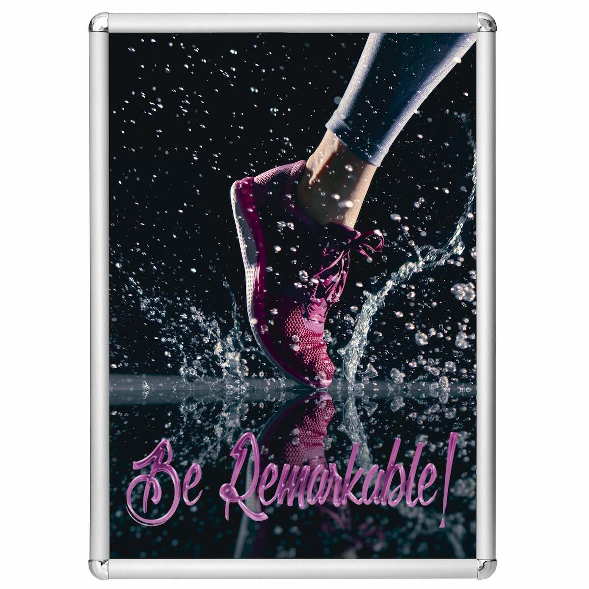 Rama click Premium format A1, 594x841mm din aluminiu, colt rotund, pentru expunere afise