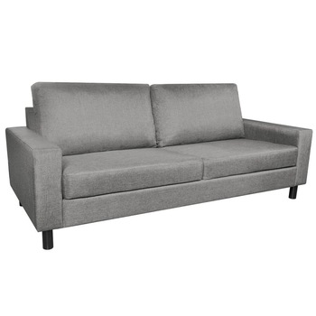 Canapea cu 3 locuri, vidaXL, Tapiterie textila si cadru de lemn, Gri deschis, 196 x 87 x 81 cm Canapea cu 3 locuri, vidaXL, Tapiterie textila si cadru de lemn, Gri deschis, 196 x 87 x 81 cm
