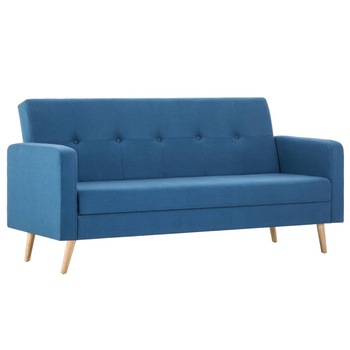 Canapea cu tapiterie textila si cadru din lemn, 3 locuri, vidaXL, Albastru, 174 x 73 x 85 cm