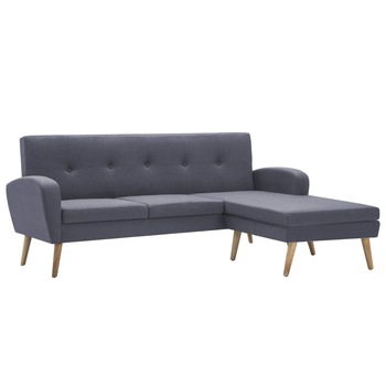 Canapea in forma de L, 3 locuri, vidaXL, Tapiterie textila, Gri deschis, 186 x 136 x 79 cm Canapea in forma de L, 3 locuri, vidaXL, Tapiterie textila, Gri deschis, 186 x 136 x 79 cm