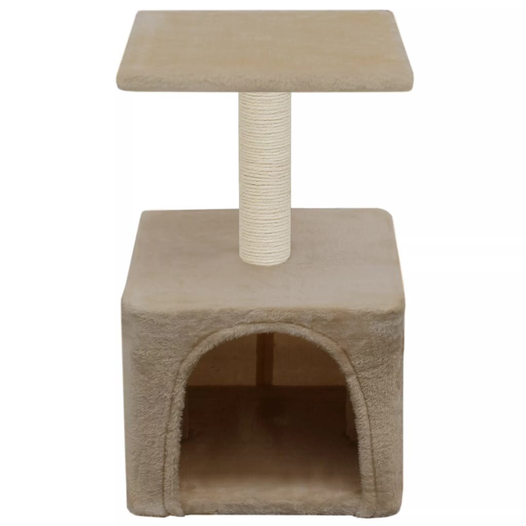 Ansamblu de joaca pentru pisici, vidaXL, Plus, 55 cm, Bej, stalp cu funie de sisal