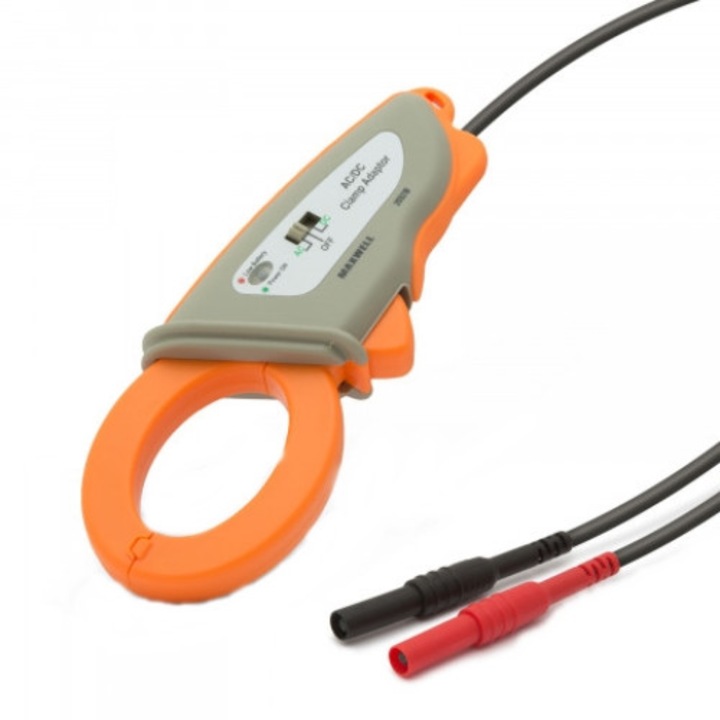 Clamp mérőadapter Maxwell 25521B multiméterekhez, kábelhossz 120 cm, állapotkijelző (BE-KI, lemerült akkumulátor), pontosság 0 A - 600 A ±(2,5 % + 0,1 A)