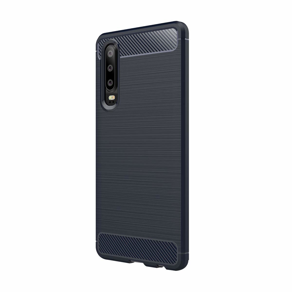 Husa Huawei P30, Slim Armor Carbon, carcasa spate Antisoc, Blue
