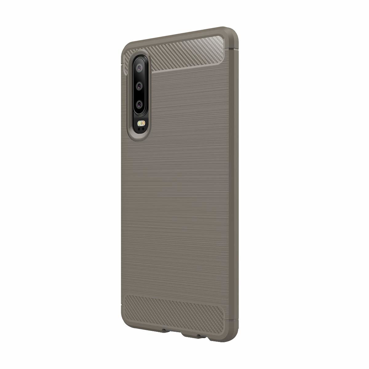 Husa Huawei P30, Slim Armor Carbon, carcasa spate Antisoc, Gri