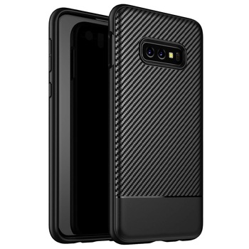 Husa Samsung Galaxy S10 E cu fibra de carbon, Slim Antisoc, carcasa spate, Negru Husa Samsung Galaxy S10 E cu fibra de carbon, Slim Antisoc, carcasa spate, Negru