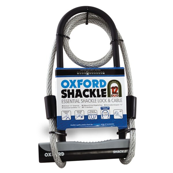 Antifurt moto OXFORD - Shackle12 Duo U-lock & cablu 1.2m