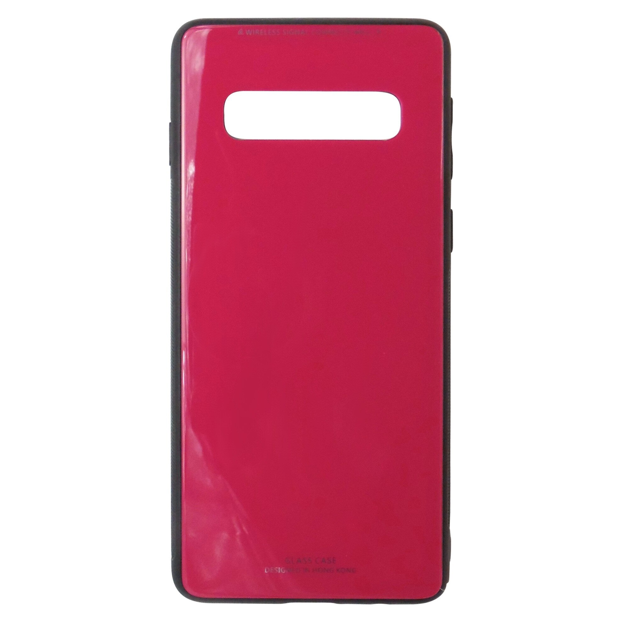 Husa plastic + silicon Forcell Glass rosu + negru pentru Samsung Galaxy S10 (G973F)