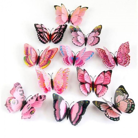 Fluturi 3d Cu Magnet Dubli Decoratiuni Casa Sau Evenimente Set 12 Bucati Roz A12 Emag Ro