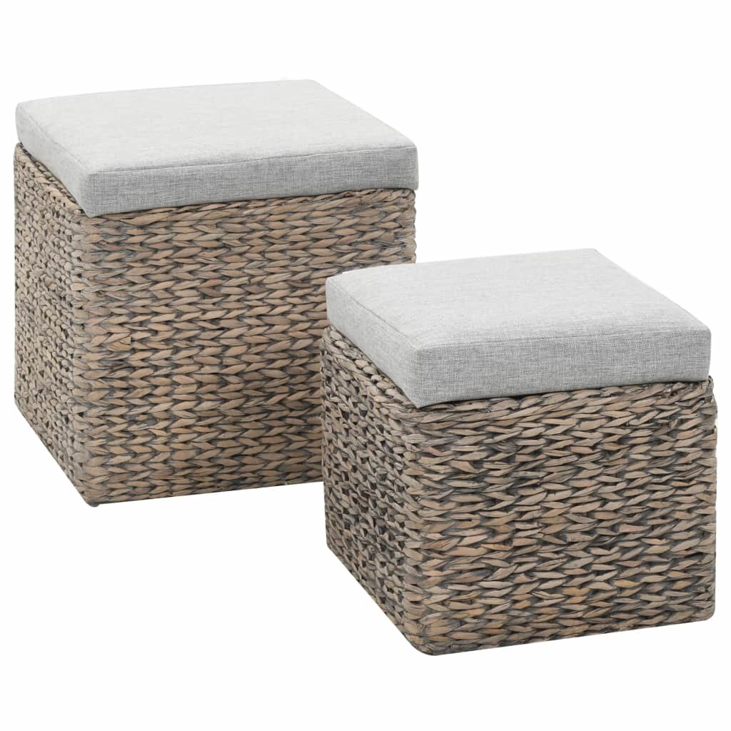 Set de 2 taburete, vidaXL, Iarba de mare, Gri, 43 x 43 x 44 cm