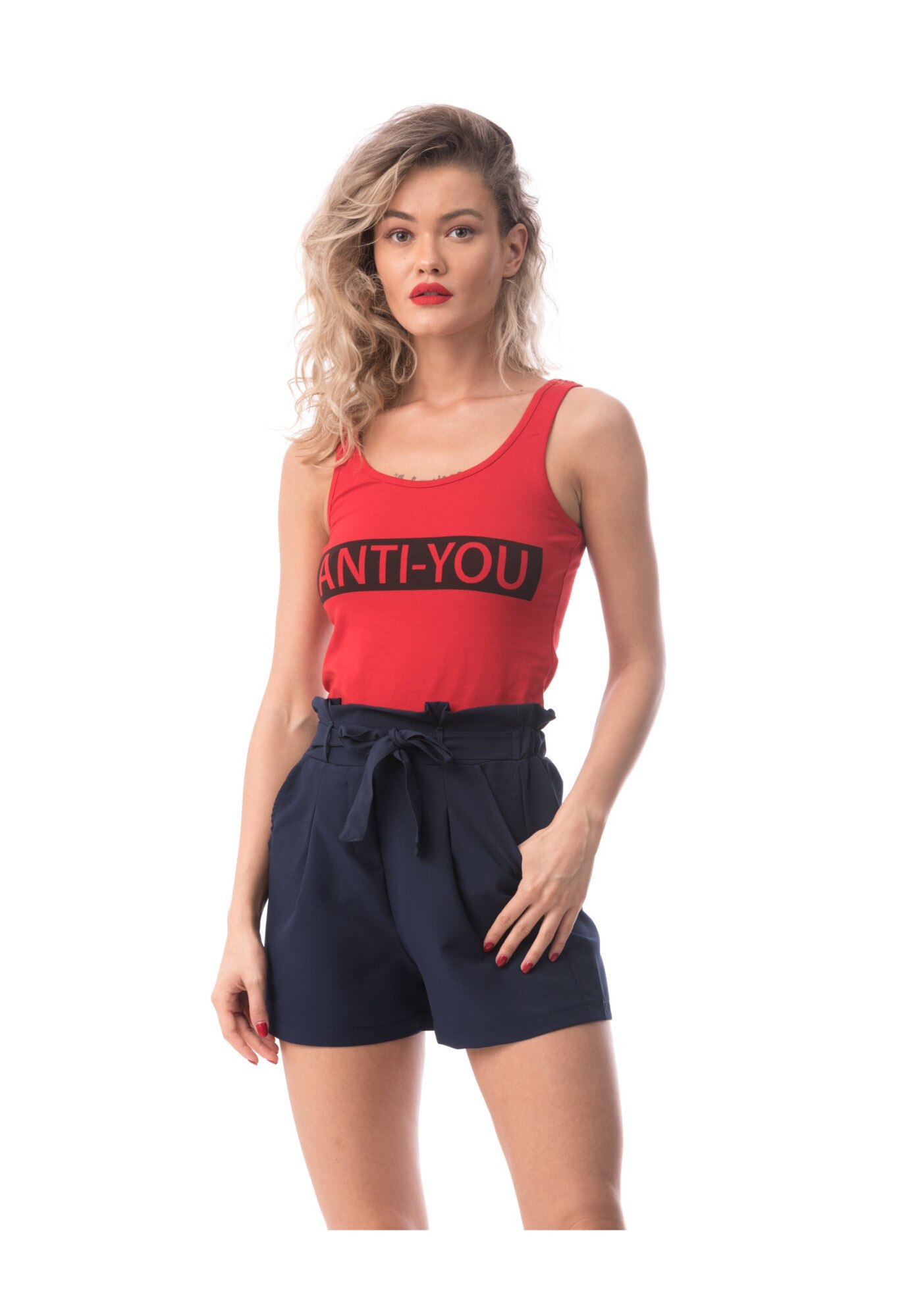 Pantaloni scurti Eva, jerseu, Albastru marin