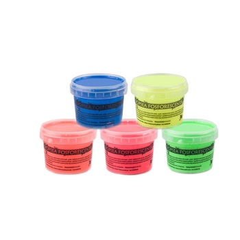 Vopsea glow in the dark fosforescenta, ProCart, set 5 culori mixte, 30 ml/flacon Vopsea glow in the dark fosforescenta, ProCart, set 5 culori mixte, 30 ml/flacon