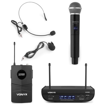 Microfon fara fir UHF cu geanta si 2 lavaliere Vonyx WM82C Microfon fara fir UHF cu geanta si 2 lavaliere Vonyx WM82C