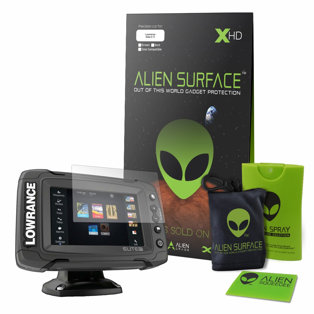 Folie Alien Surface XHD, Lowrance Elite-5 Ti, protectie ecran + Alien Fiber Cadou