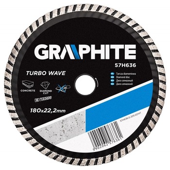 Disc diamantat Turbo Wave, 180x22.2mm, 57H636 Graphite Disc diamantat Turbo Wave, 180x22.2mm, 57H636 Graphite