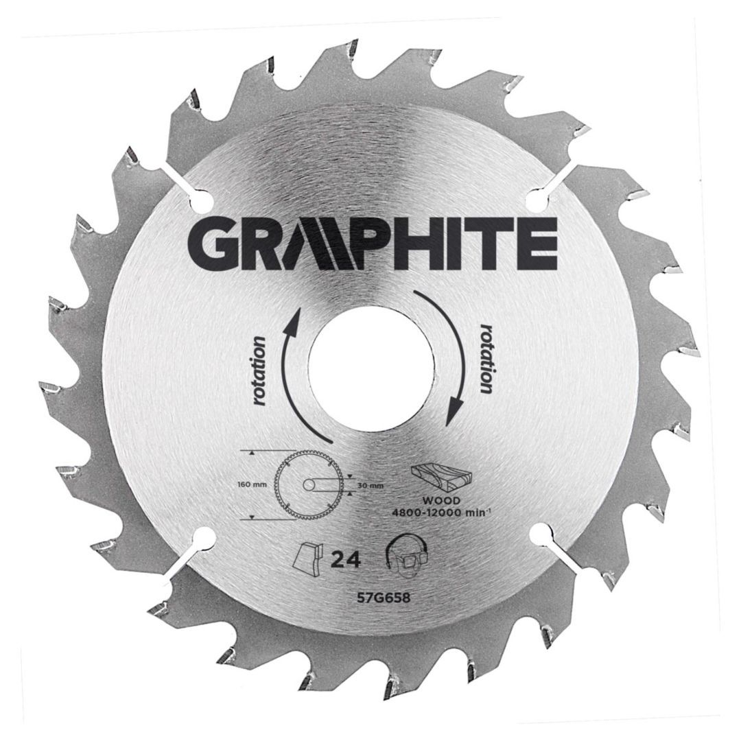 Disc pentru ferastrau debitor, carbura, 165 x 30 mm, 24 dinti, 57H658 Graphite