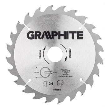 Disc pentru ferastrau debitor, carbura, 190 x 30 mm, 24 dinti, 57H668 Graphite Disc pentru ferastrau debitor, carbura, 190 x 30 mm, 24 dinti, 57H668 Graphite