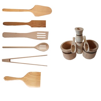 Set Art din lemn pentru bucatarie 7 piese(4x spatula lemn, 1x lingura lemn, 1x cleste lemn, 1x solnita) Set Art din lemn pentru bucatarie 7 piese(4x spatula lemn, 1x lingura lemn, 1x cleste lemn, 1x solnita)