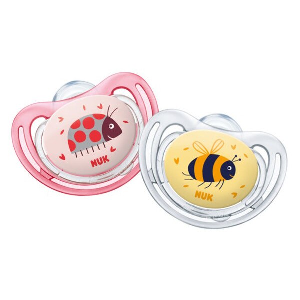 Set 2 suzete ortodontice din silicon 0-6 luni Nuk Freestyle 730133, Multicolor