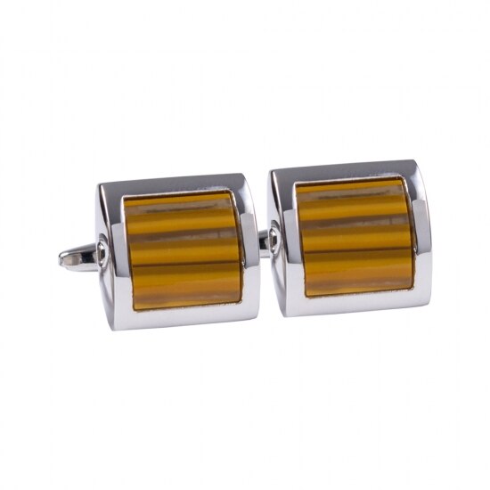 Butoni clasici eleganti, Onore, inox, argintiu si maro, 1.5 x 1.5 cm