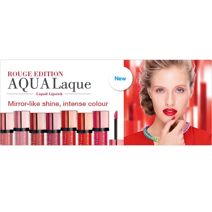 Червило Bourjois Rouge Edition Aqua Laque 06 Feeling Reddy, 8 мл