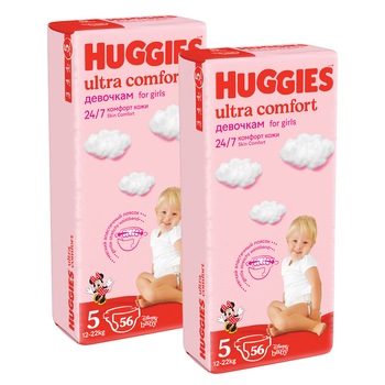 Scutece Huggies Ultra Comfort Virtual Pack 5, Girl, 12-22 kg, 112 buc