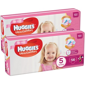 Scutece Huggies Ultra Comfort Virtual Pack 5, Girl, 12-22 kg, 112 buc Scutece Huggies Ultra Comfort Virtual Pack 5, Girl, 12-22 kg, 112 buc