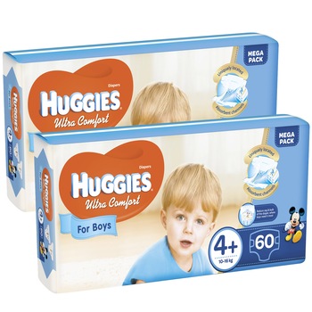 Scutece Huggies Ultra Comfort Virtual Pack 4+, Boy, 10-16 kg, 120 buc Scutece Huggies Ultra Comfort Virtual Pack 4+, Boy, 10-16 kg, 120 buc