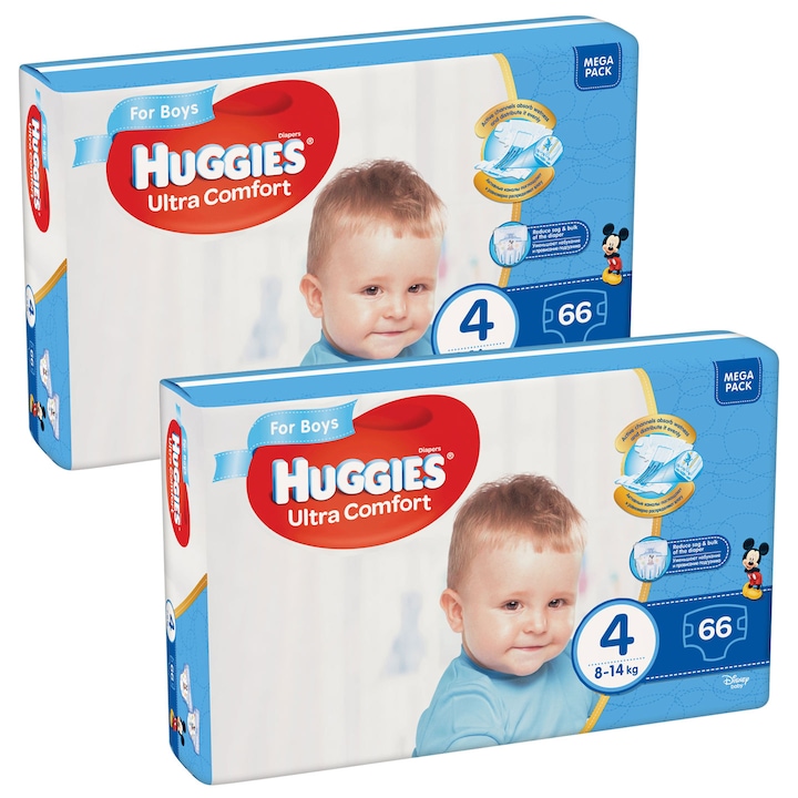 Scutece Huggies Ultra Comfort Virtual Pack 4, Boy, 8-14 kg, 132 buc