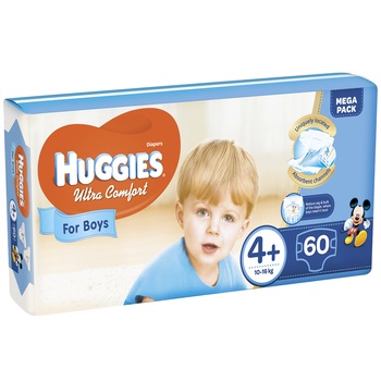 Scutece Huggies Ultra Confort Mega Pack 4+,Boy, 10-16 Kg, 60 buc Scutece Huggies Ultra Confort Mega Pack 4+,Boy, 10-16 Kg, 60 buc