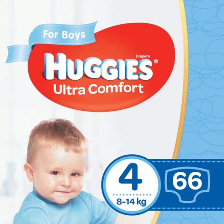Scutece Huggies UC Baieti Marimea 4, 8-14 Kg, 66 buc