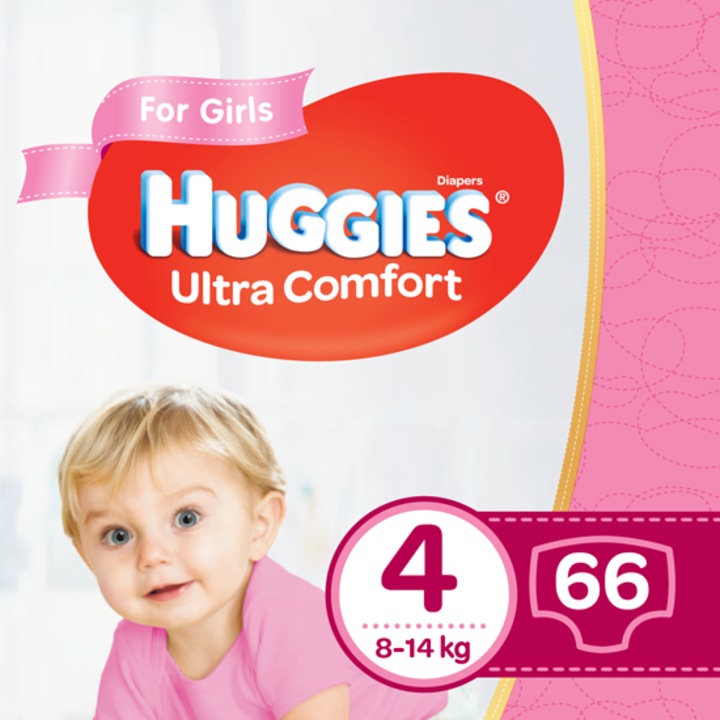Scutece Huggies UC Fete Marimea 4, 8-14Kg, 66 buc